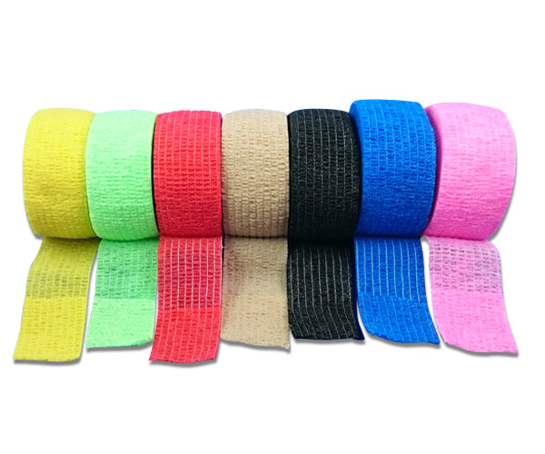 Bunter Farb-Mix 7er Set LisaCare Pflasterverband 2,5cm Breite, gelb, neongruen, rot, beige, schwarz, blau, neonpink | LisaCare.