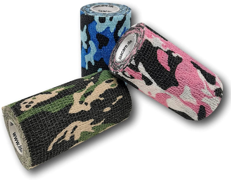 LisaCare Wundverband für Mensch & Tier - 3er Camouflage Set mit Größenauswahl - á 2,5-10cm x 4,5m