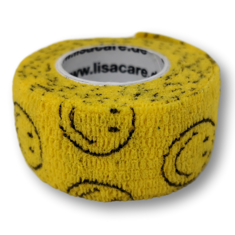 LisaCare Fingerpflaster auf Rolle - elastisch & ohne Kleber - 2,5cm breit - Smiley gelb | LisaCare.