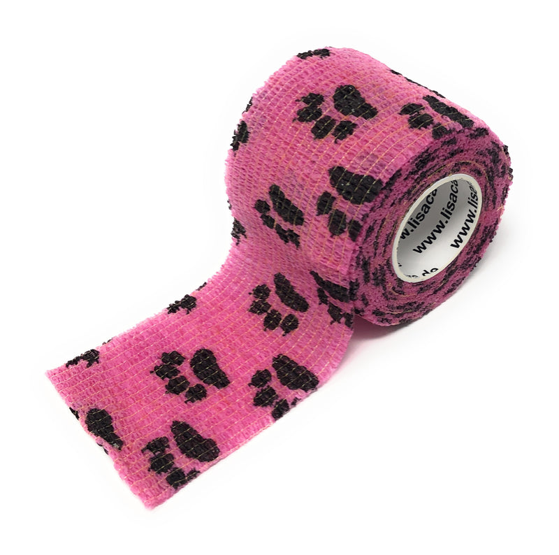 LisaCare Kohäsive Bandage - 5cm breit für Mensch & Tier - Pfote pink | LisaCare.