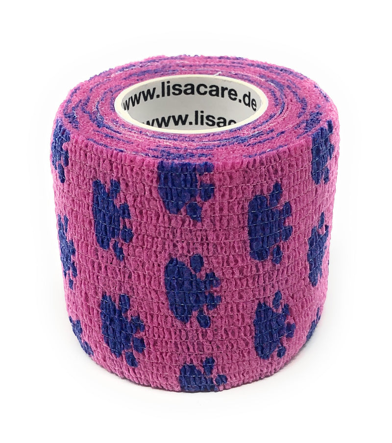 LisaCare Kohäsive Bandage - 5cm breit für Mensch & Tier - Tatze rosa blau | LisaCare.