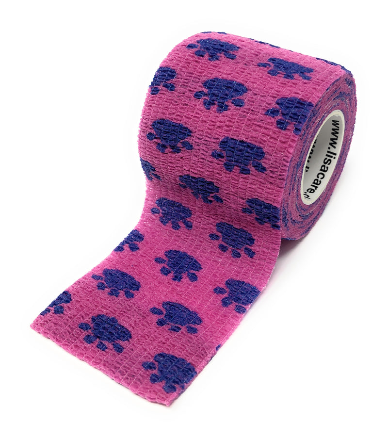 LisaCare Kohäsive Bandage - 5cm breit für Mensch & Tier - Tatze rosa blau | LisaCare.