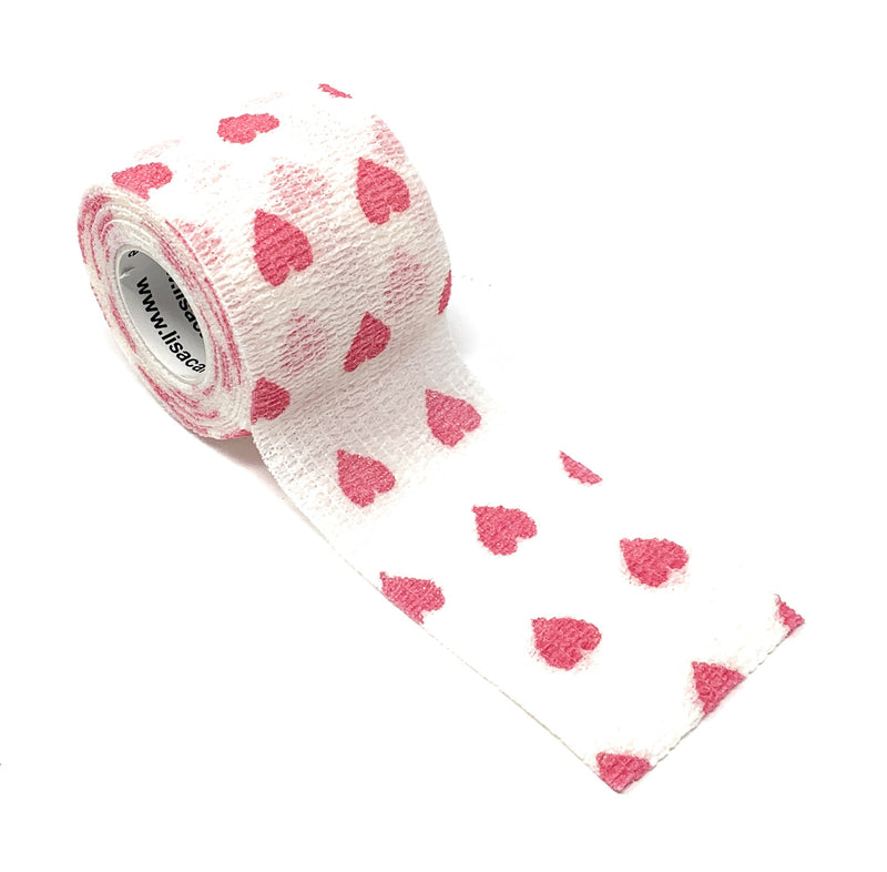 LisaCare Kohäsive Bandage - 5cm breit für Mensch & Tier - Herzen weiß | LisaCare.